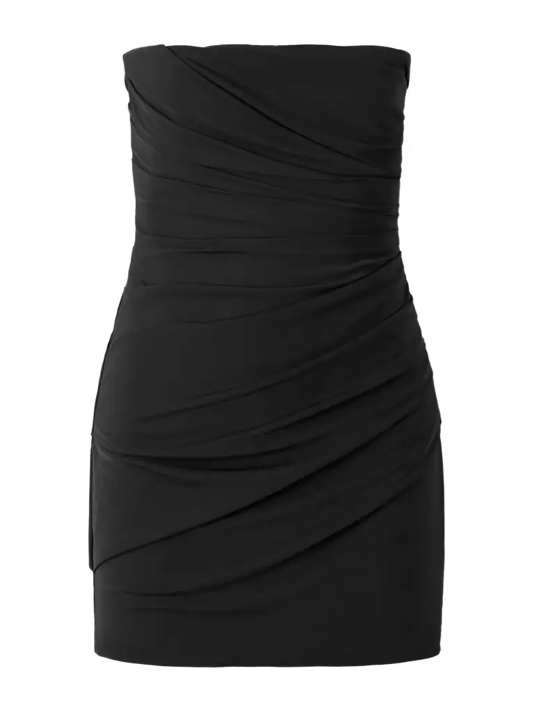Alex Perry Strapless Gathered Stretch-mesh Mini Dress | Image 1 Alex Perry Strapless Gathered Stretch-mesh Mini Dress | Image 1