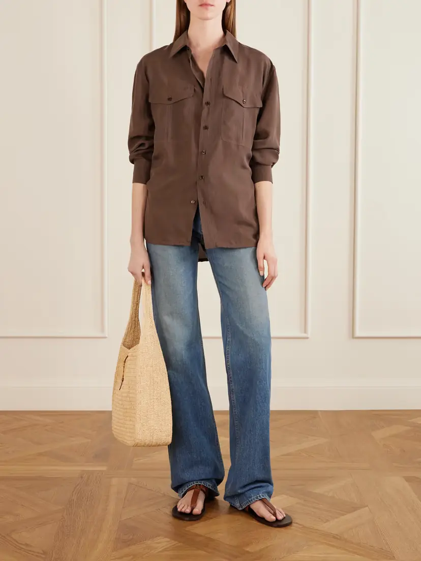 Saint Laurent Le 5 À 7 Leather-trimmed Raffia Shoulder Bag | Thumbnail 3 Saint Laurent Le 5 À 7 Leather-trimmed Raffia Shoulder Bag | Thumbnail 3