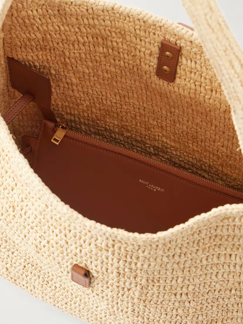Saint Laurent Le 5 À 7 Leather-trimmed Raffia Shoulder Bag | Thumbnail 6 Saint Laurent Le 5 À 7 Leather-trimmed Raffia Shoulder Bag | Thumbnail 6