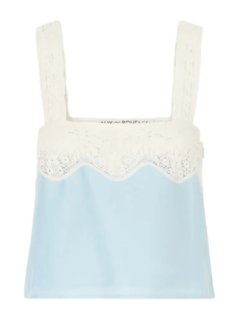 ALIX OF BOHEMIA Mia Sky Prima Cotton And Silk-blend Lace-trimmed Tank Top | Image 1 ALIX OF BOHEMIA Mia Sky Prima Cotton And Silk-blend Lace-trimmed Tank Top | Image 1