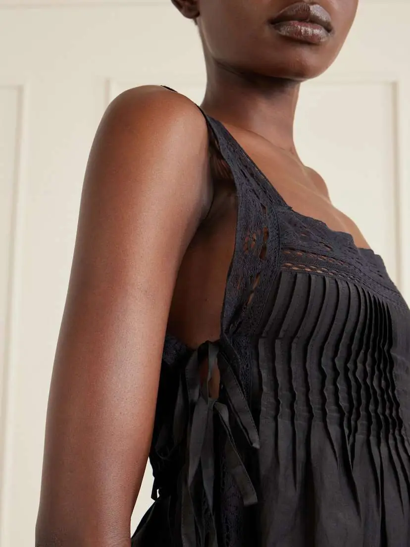 ALIX OF BOHEMIA Mia Sky Prima Cotton And Silk-blend Lace-trimmed Tank Top | Thumbnail 4 ALIX OF BOHEMIA Mia Sky Prima Cotton And Silk-blend Lace-trimmed Tank Top | Thumbnail 4