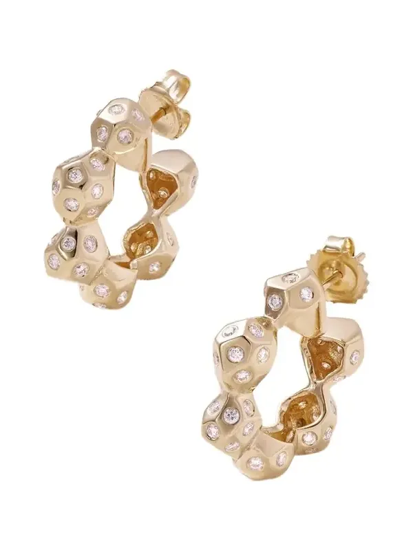 La Roca 14-karat Gold Diamond Hoop Earrings