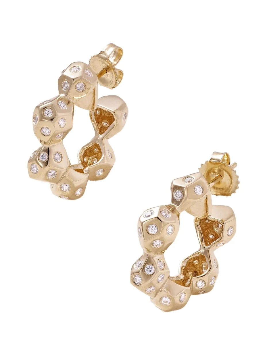 Marlo Laz La Roca 14-karat Gold Diamond Hoop Earrings