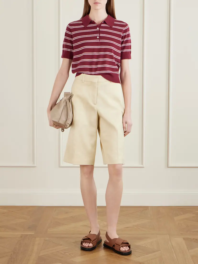 Arch4 Octavia Cropped Striped Cashmere Polo Shirt | Thumbnail 2