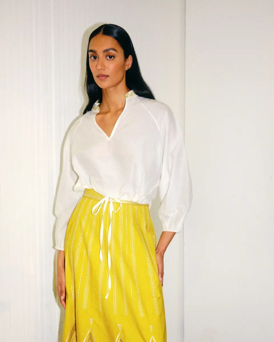 Emporio Sirenuse Circe Top with Papyrus Embroidery | Thumbnail 5