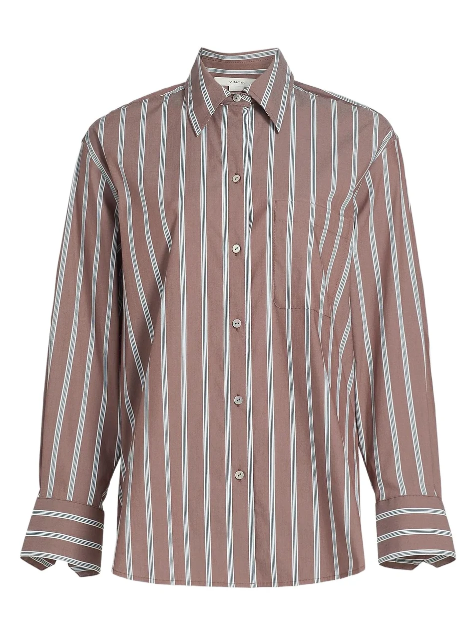 Vince Women's Striped Cotton-Nylon Shirt