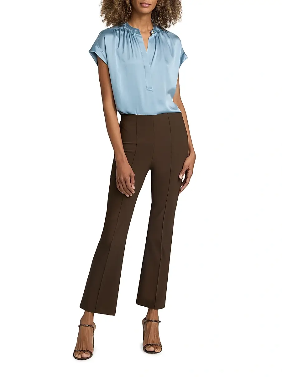 Vince Women's Silk Gathered Neck Cap-Sleeve Blouse | Thumbnail 2 Vince Women's Silk Gathered Neck Cap-Sleeve Blouse | Thumbnail 2
