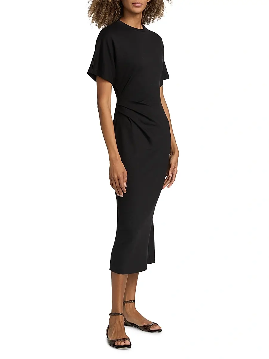 Vince Women's Side Ruched Jersey Midi-Dress | Thumbnail 4 Vince Women's Side Ruched Jersey Midi-Dress | Thumbnail 4