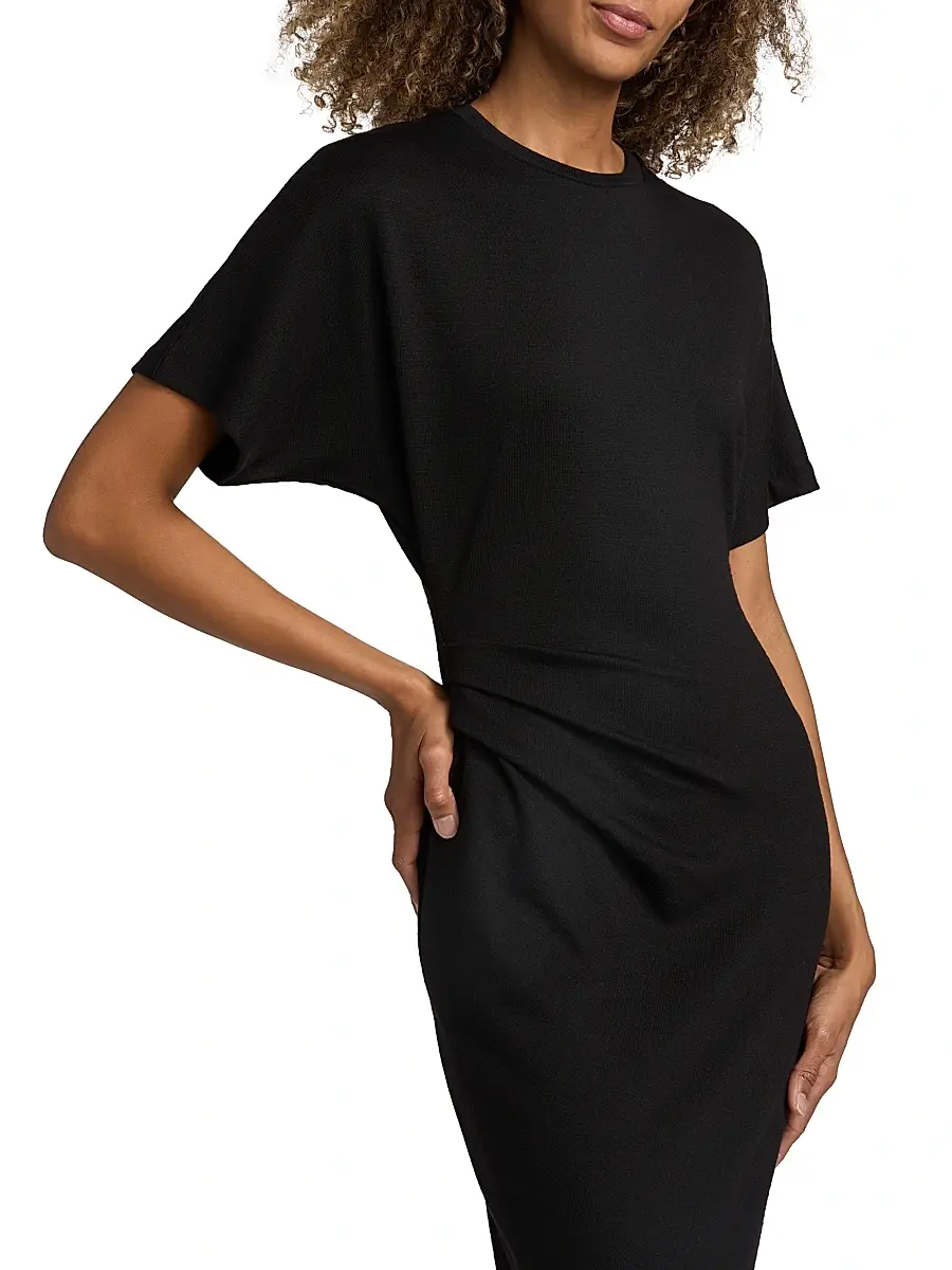 Vince Women's Side Ruched Jersey Midi-Dress | Thumbnail 6 Vince Women's Side Ruched Jersey Midi-Dress | Thumbnail 6
