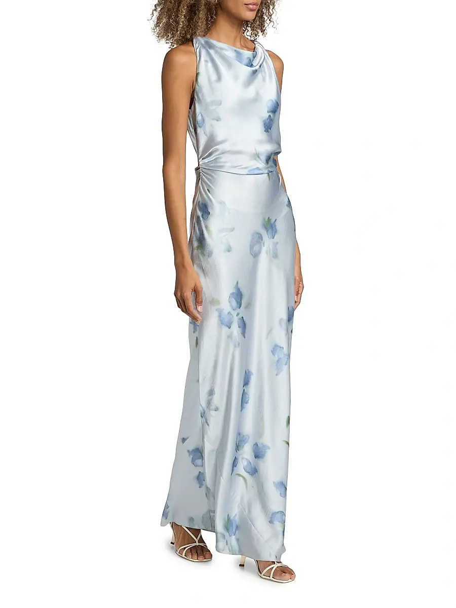 Vince Women's Petal Blur Twist-Shoulder Bias-Cut Maxi Dress | Thumbnail 4 Vince Women's Petal Blur Twist-Shoulder Bias-Cut Maxi Dress | Thumbnail 4