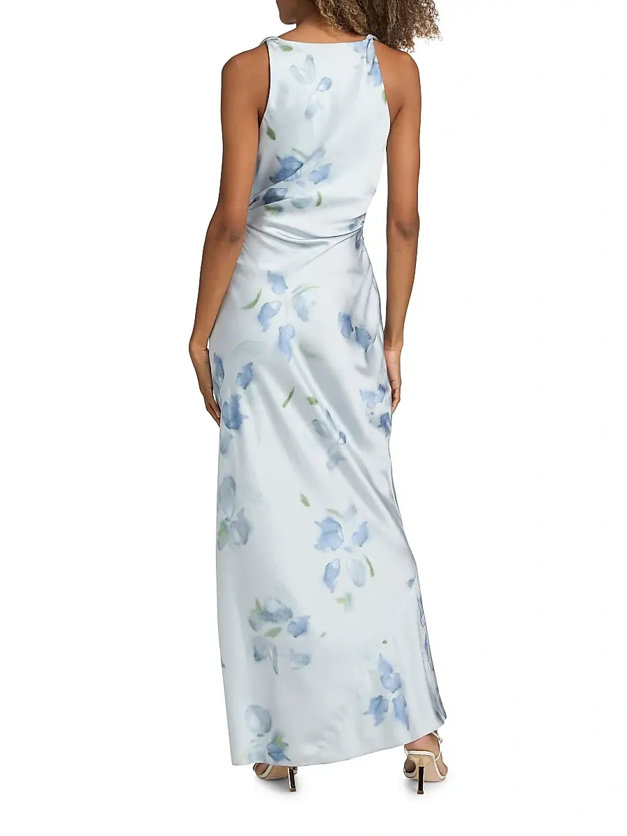 Vince Women's Petal Blur Twist-Shoulder Bias-Cut Maxi Dress | Thumbnail 5 Vince Women's Petal Blur Twist-Shoulder Bias-Cut Maxi Dress | Thumbnail 5