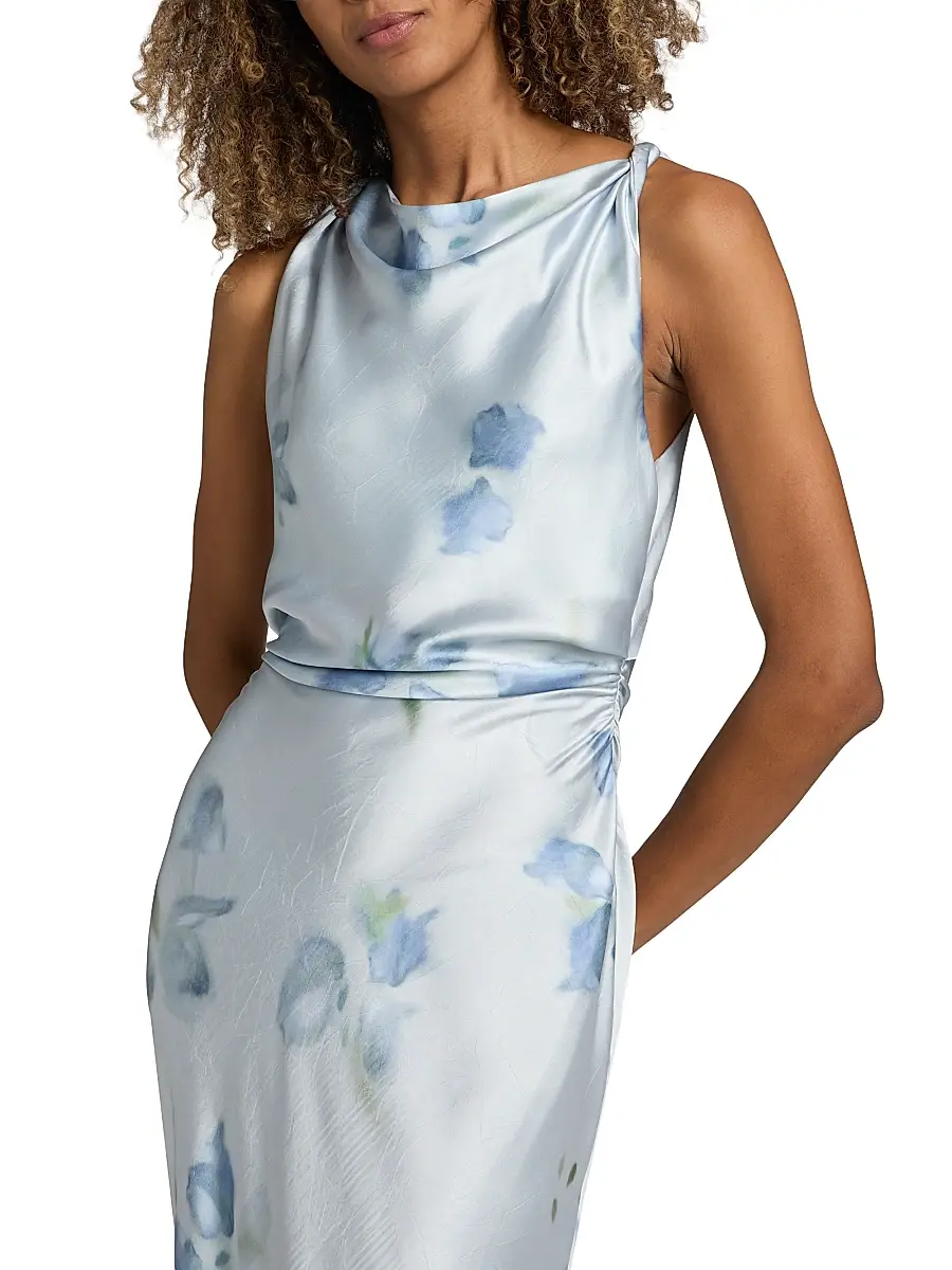 Vince Women's Petal Blur Twist-Shoulder Bias-Cut Maxi Dress | Thumbnail 6 Vince Women's Petal Blur Twist-Shoulder Bias-Cut Maxi Dress | Thumbnail 6