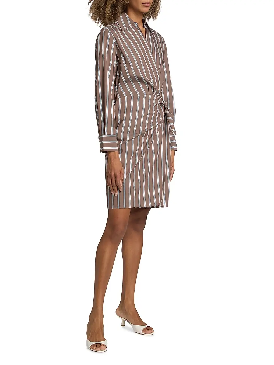 Vince Women's Striped Cotton Wrap Minidress | Thumbnail 4 Vince Women's Striped Cotton Wrap Minidress | Thumbnail 4