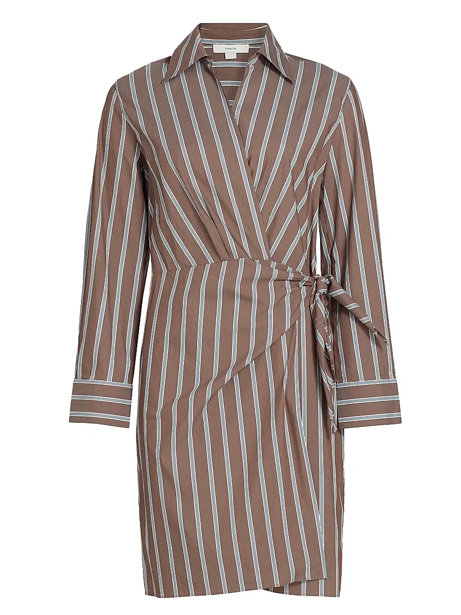 Vince Women's Striped Cotton Wrap Minidress