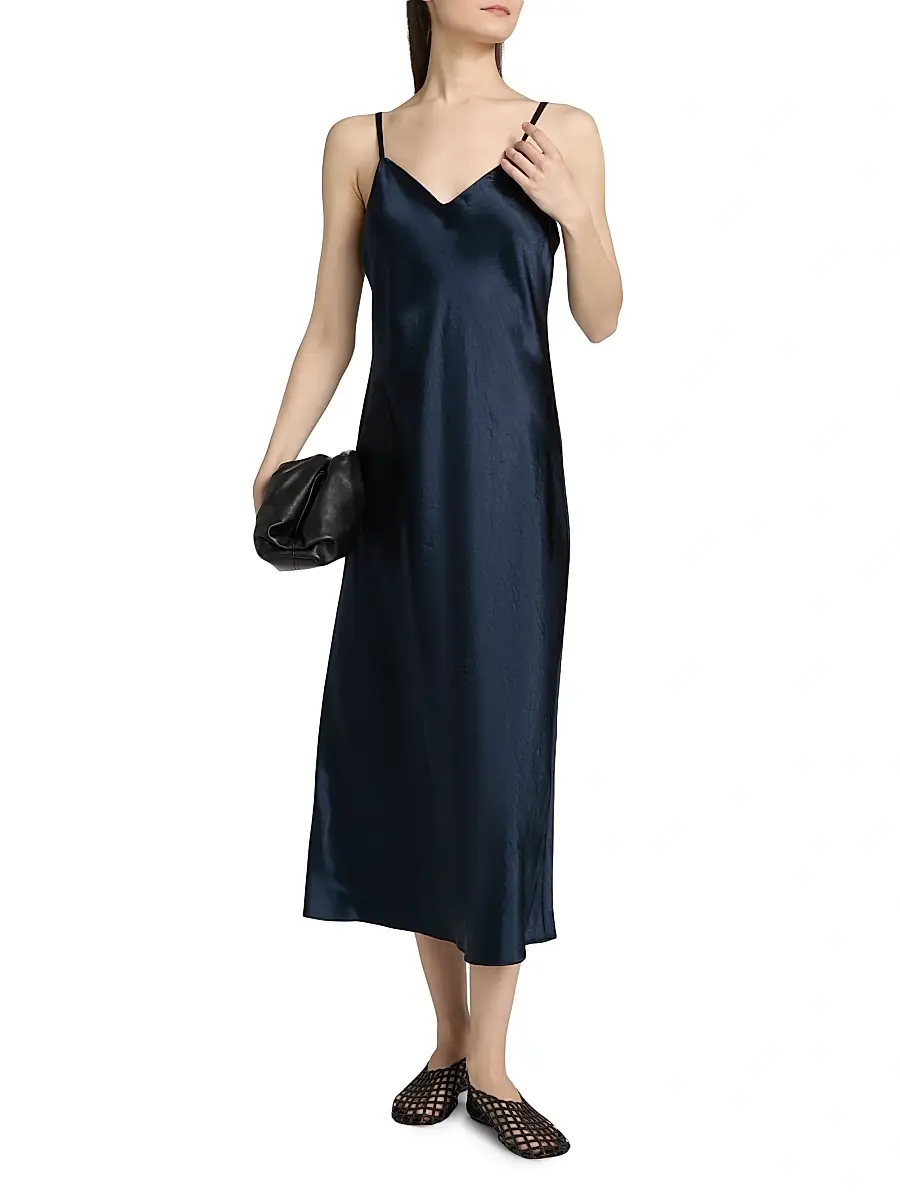 Vince Women's Satin V-Neck Slip Midi-Dress | Thumbnail 2 Vince Women's Satin V-Neck Slip Midi-Dress | Thumbnail 2