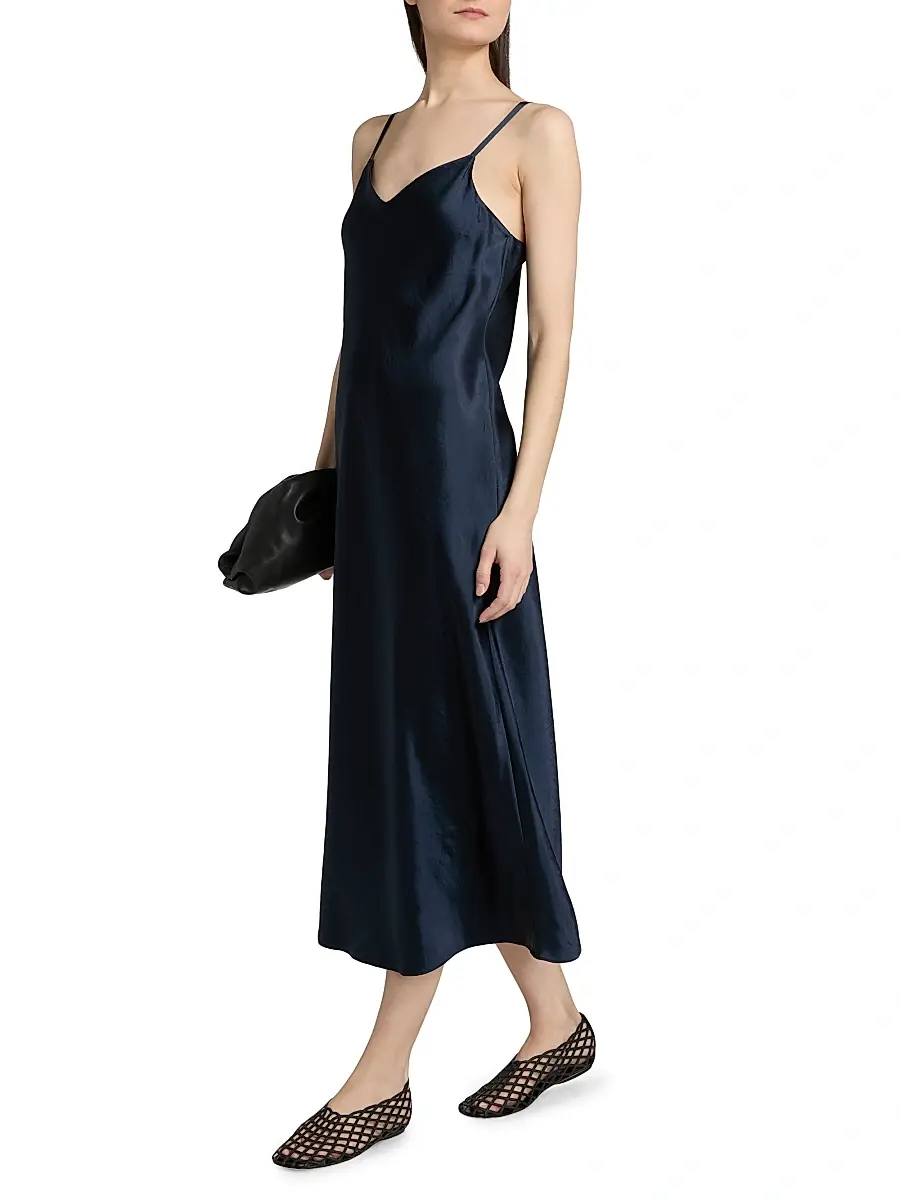 Vince Women's Satin V-Neck Slip Midi-Dress | Thumbnail 4 Vince Women's Satin V-Neck Slip Midi-Dress | Thumbnail 4