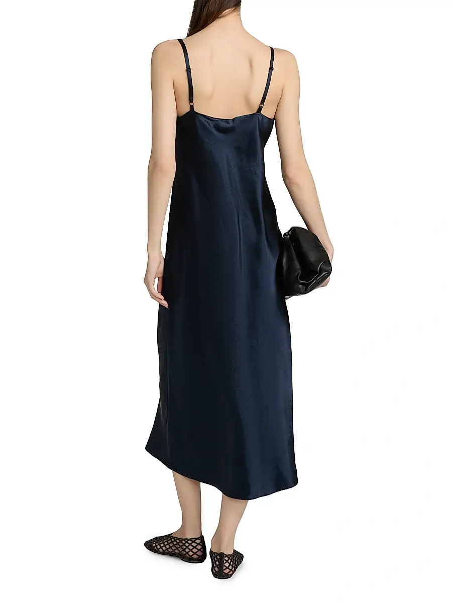 Vince Women's Satin V-Neck Slip Midi-Dress | Thumbnail 5 Vince Women's Satin V-Neck Slip Midi-Dress | Thumbnail 5