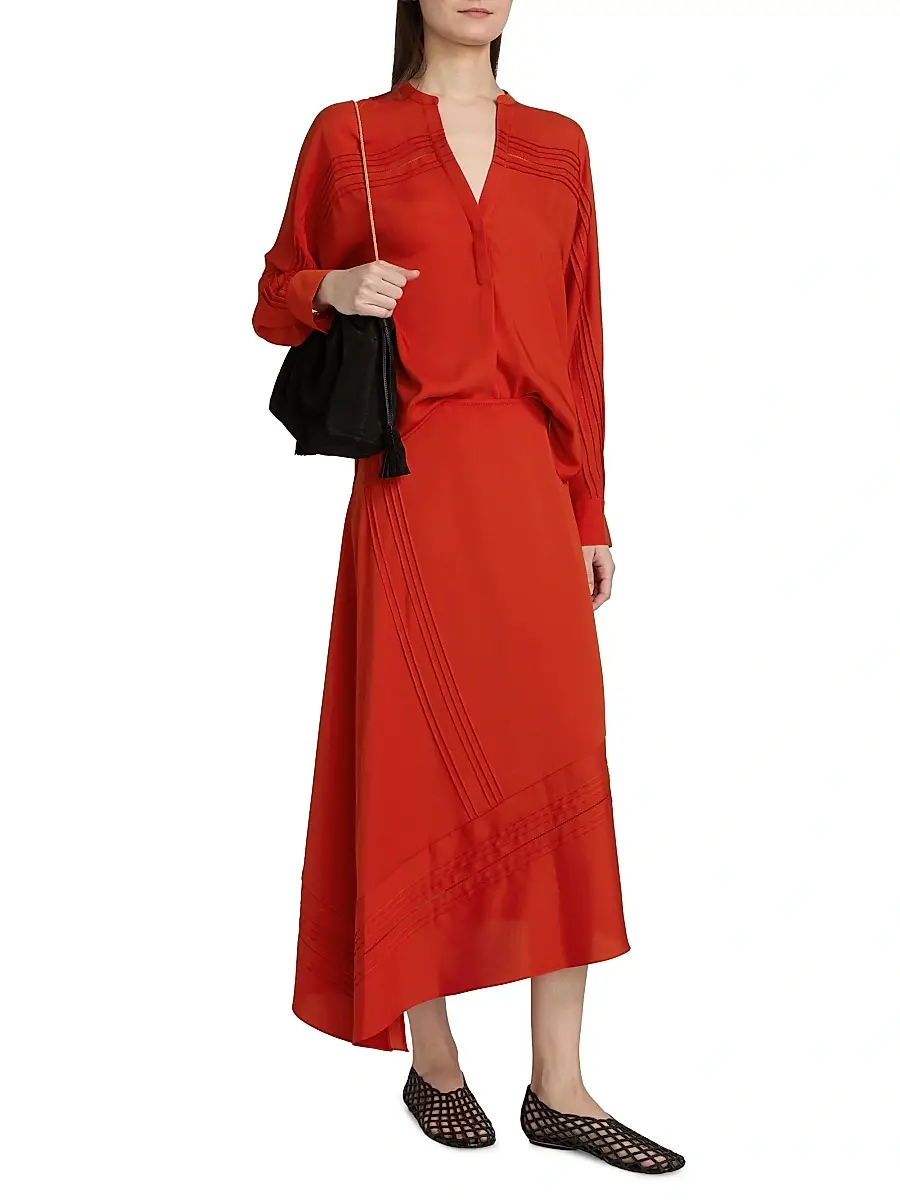 Vince Women's Pintuck Slip Midi-Skirt | Thumbnail 2 Vince Women's Pintuck Slip Midi-Skirt | Thumbnail 2