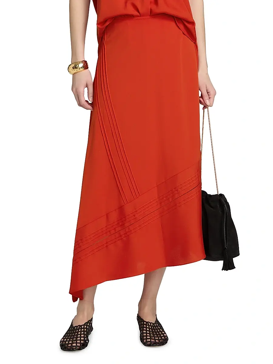 Vince Women's Pintuck Slip Midi-Skirt | Thumbnail 3 Vince Women's Pintuck Slip Midi-Skirt | Thumbnail 3