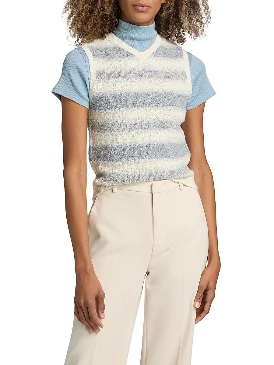 Vince Women's Striped Silk-Linen Sweater Vest | Thumbnail 3 Vince Women's Striped Silk-Linen Sweater Vest | Thumbnail 3
