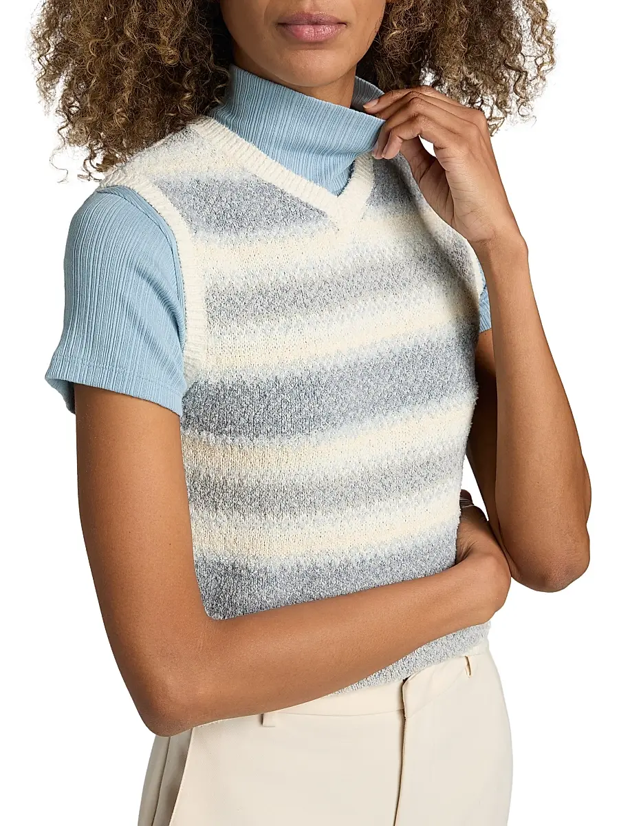 Vince Women's Striped Silk-Linen Sweater Vest | Thumbnail 6 Vince Women's Striped Silk-Linen Sweater Vest | Thumbnail 6