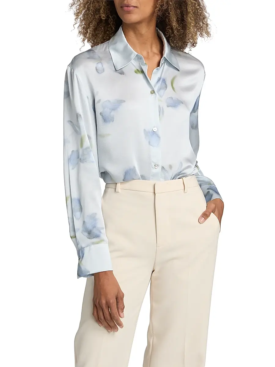 Vince Women's Petal Blur Relaxed Shirt | Thumbnail 3 Vince Women's Petal Blur Relaxed Shirt | Thumbnail 3