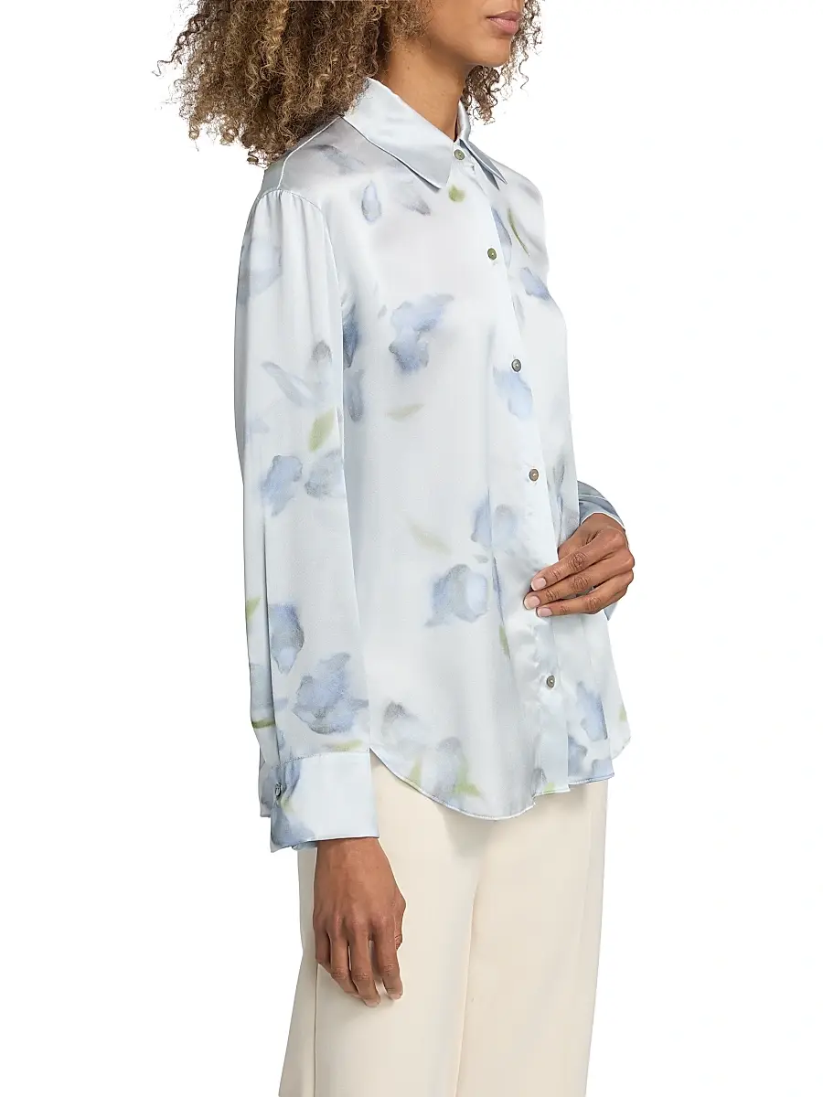Vince Women's Petal Blur Relaxed Shirt | Thumbnail 4 Vince Women's Petal Blur Relaxed Shirt | Thumbnail 4