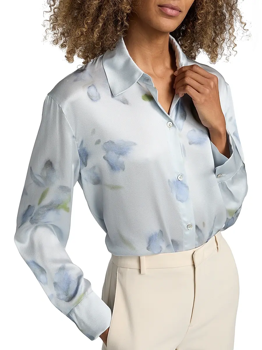 Vince Women's Petal Blur Relaxed Shirt | Thumbnail 6 Vince Women's Petal Blur Relaxed Shirt | Thumbnail 6