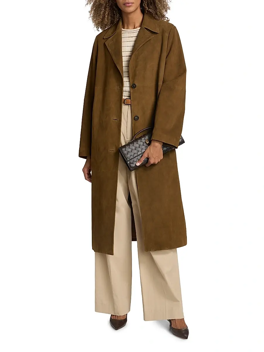 Vince Women's Suede Longline Coat | Thumbnail 2