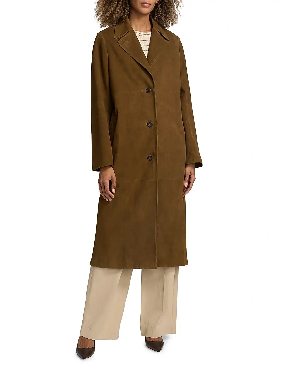 Vince Women's Suede Longline Coat | Thumbnail 3