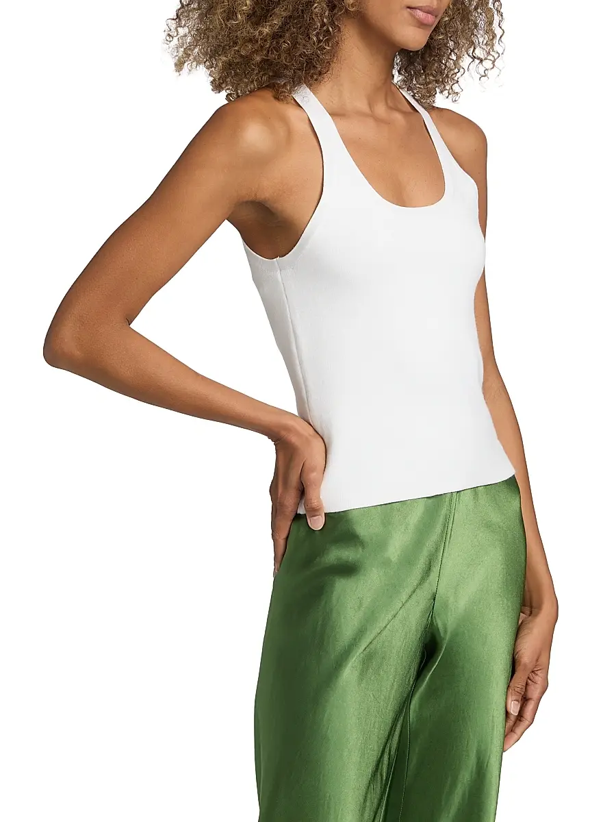 Vince Women's Stretch Rib-Knit Scoopneck Tank | Thumbnail 4 Vince Women's Stretch Rib-Knit Scoopneck Tank | Thumbnail 4