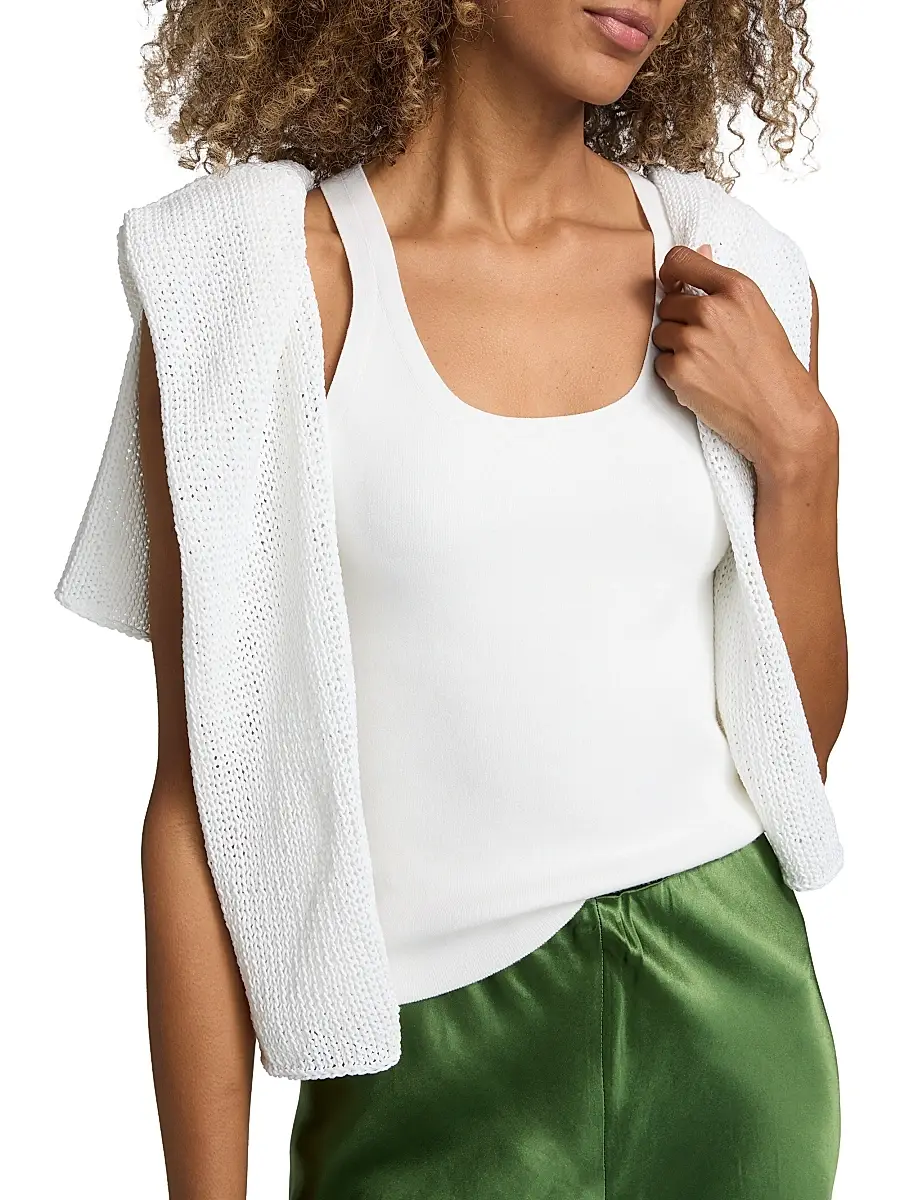 Vince Women's Stretch Rib-Knit Scoopneck Tank | Thumbnail 6 Vince Women's Stretch Rib-Knit Scoopneck Tank | Thumbnail 6