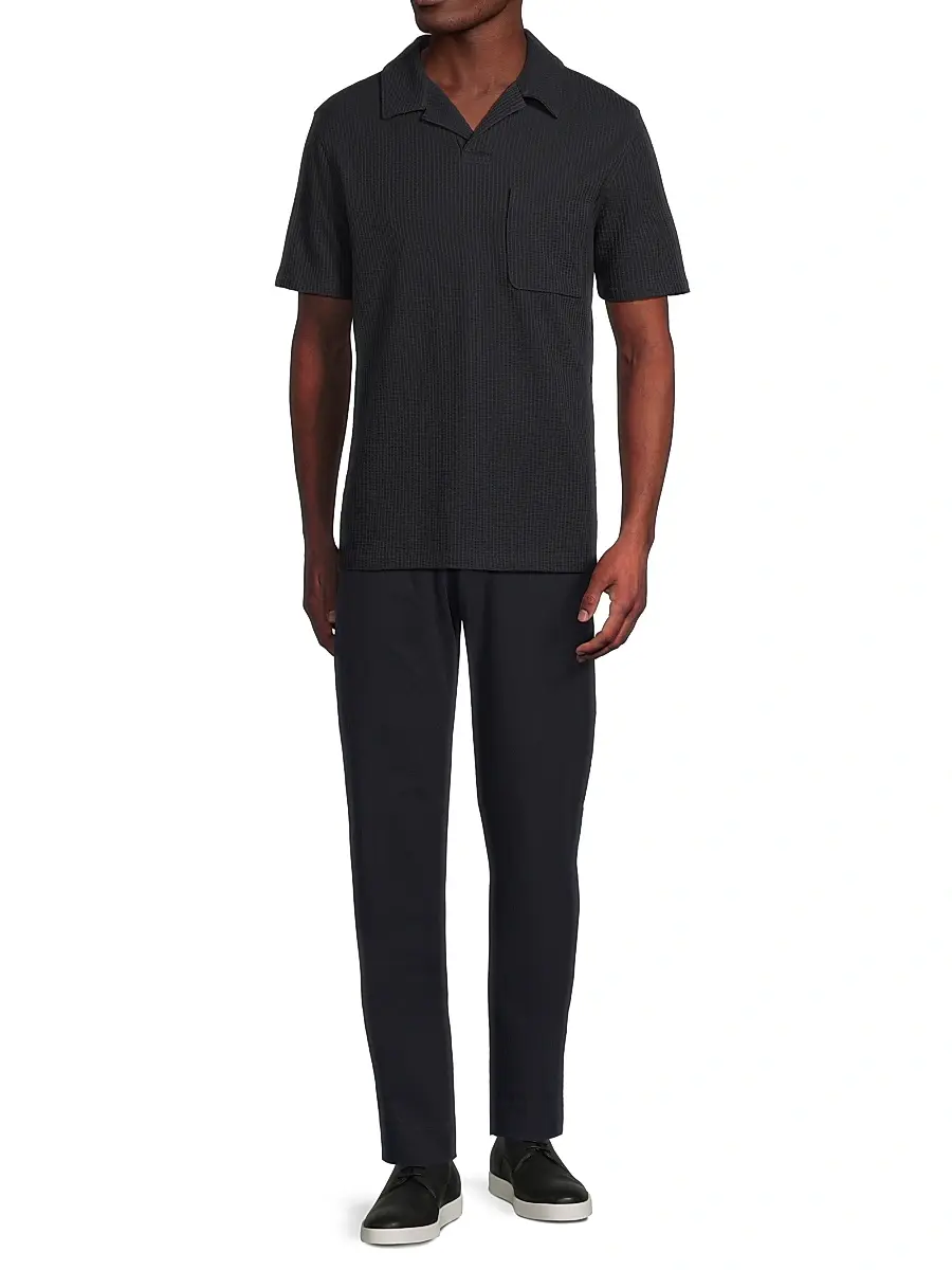 Vince Men's Waffle-Knit Stretch-Cotton Polo Shirt | Thumbnail 2 Vince Men's Waffle-Knit Stretch-Cotton Polo Shirt | Thumbnail 2