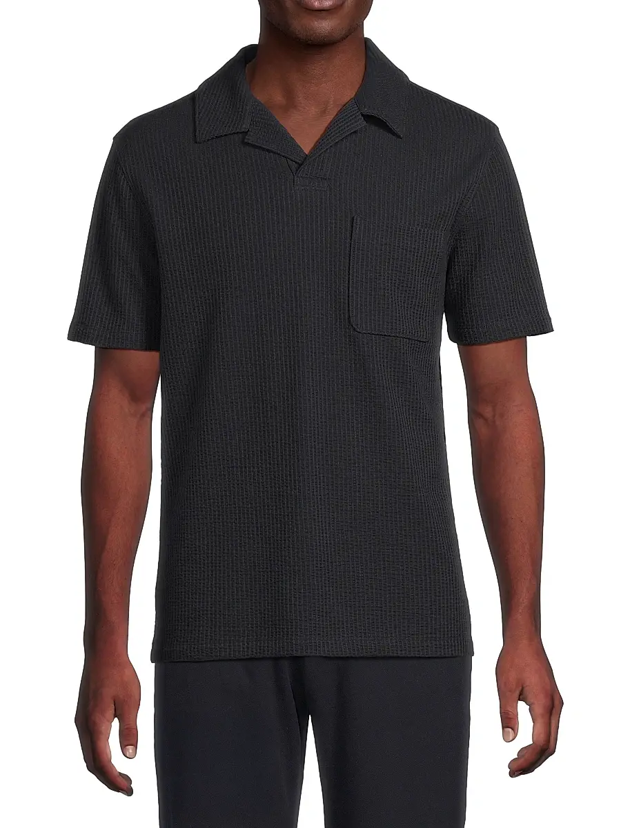 Vince Men's Waffle-Knit Stretch-Cotton Polo Shirt | Thumbnail 3 Vince Men's Waffle-Knit Stretch-Cotton Polo Shirt | Thumbnail 3