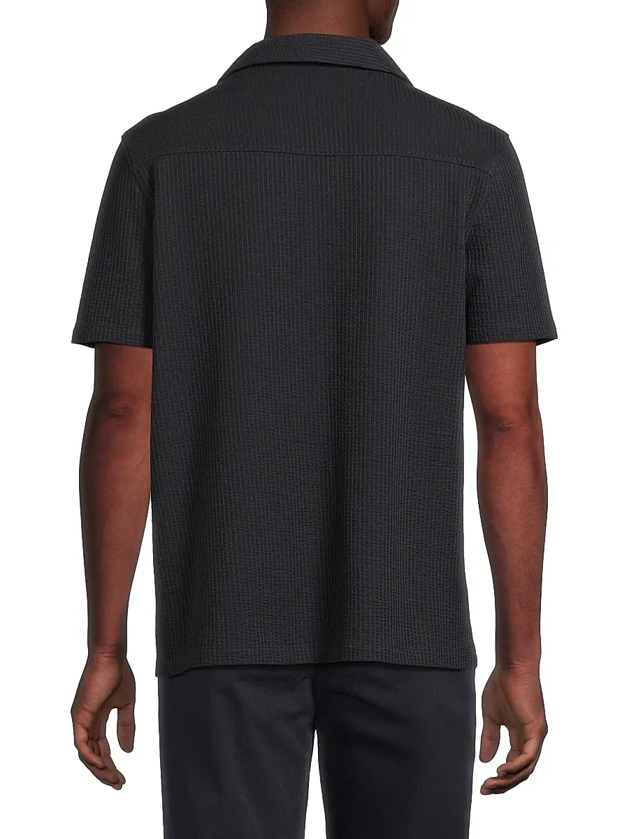 Vince Men's Waffle-Knit Stretch-Cotton Polo Shirt | Thumbnail 5 Vince Men's Waffle-Knit Stretch-Cotton Polo Shirt | Thumbnail 5