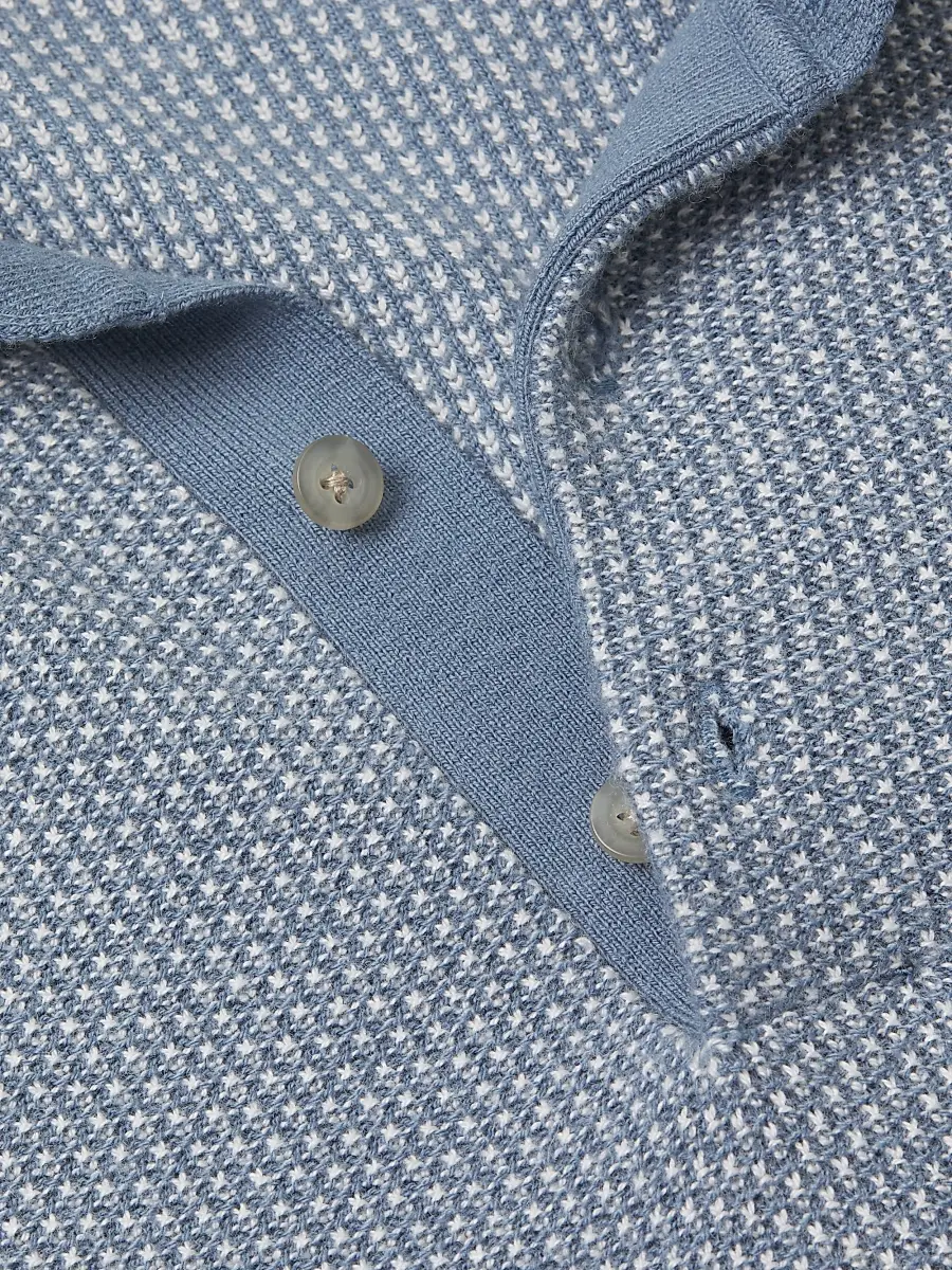 Vince Men's Textured Wool-Cotton-Blend Jacquard Polo Shirt | Thumbnail 6 Vince Men's Textured Wool-Cotton-Blend Jacquard Polo Shirt | Thumbnail 6