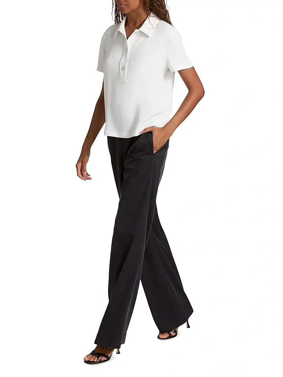 Vince Women's Crepe Polo Shirt | Thumbnail 2 Vince Women's Crepe Polo Shirt | Thumbnail 2
