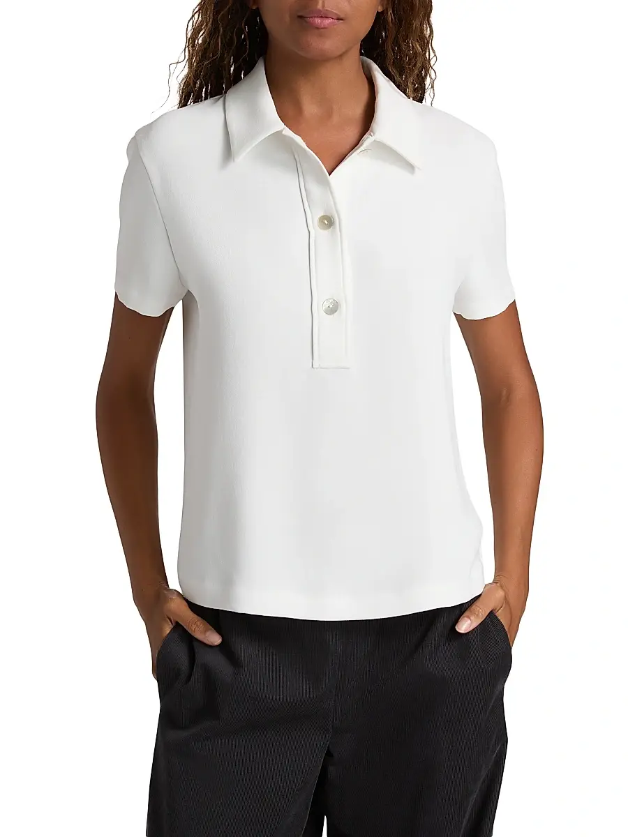 Vince Women's Crepe Polo Shirt | Thumbnail 3 Vince Women's Crepe Polo Shirt | Thumbnail 3