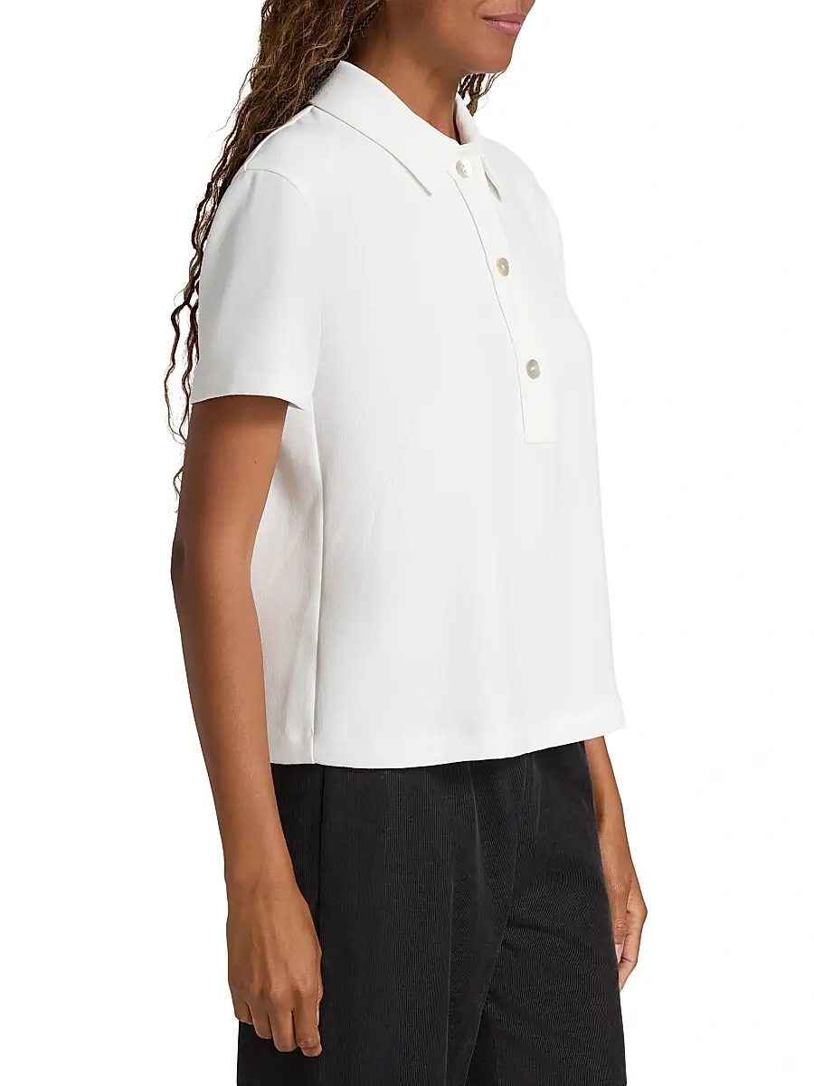 Vince Women's Crepe Polo Shirt | Thumbnail 4 Vince Women's Crepe Polo Shirt | Thumbnail 4
