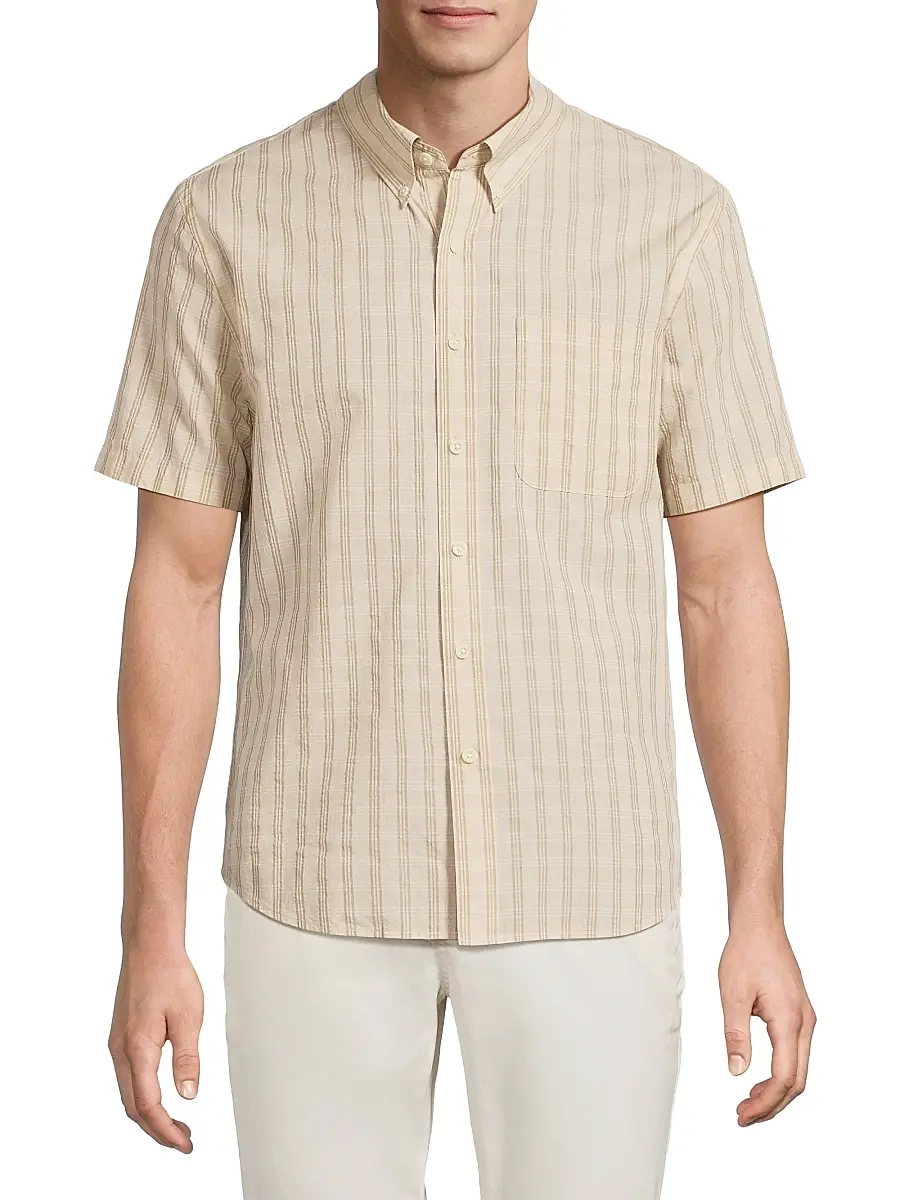 Vince Men's Corbin Checked Cotton-Blend Button-Down Shirt | Thumbnail 3 Vince Men's Corbin Checked Cotton-Blend Button-Down Shirt | Thumbnail 3