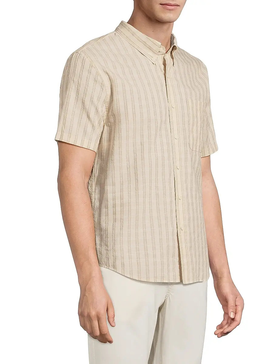 Vince Men's Corbin Checked Cotton-Blend Button-Down Shirt | Thumbnail 4 Vince Men's Corbin Checked Cotton-Blend Button-Down Shirt | Thumbnail 4