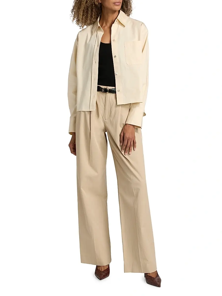 Vince Women's Boxy Cotton Crop Shirt | Thumbnail 2 Vince Women's Boxy Cotton Crop Shirt | Thumbnail 2