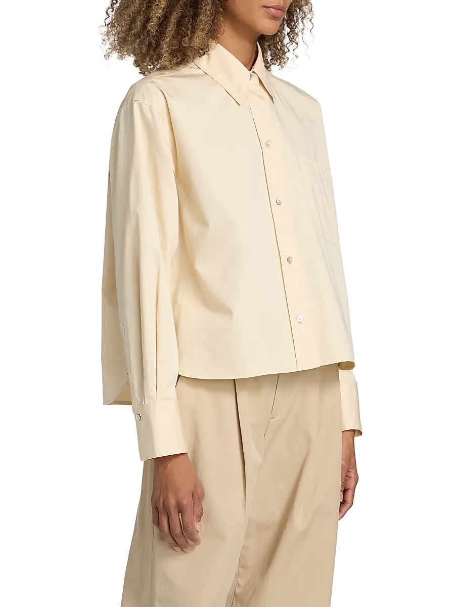 Vince Women's Boxy Cotton Crop Shirt | Thumbnail 4 Vince Women's Boxy Cotton Crop Shirt | Thumbnail 4
