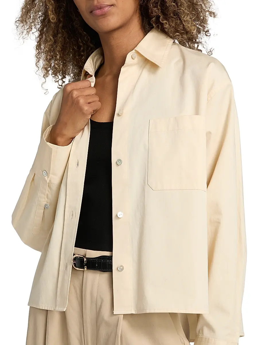 Vince Women's Boxy Cotton Crop Shirt | Thumbnail 6 Vince Women's Boxy Cotton Crop Shirt | Thumbnail 6