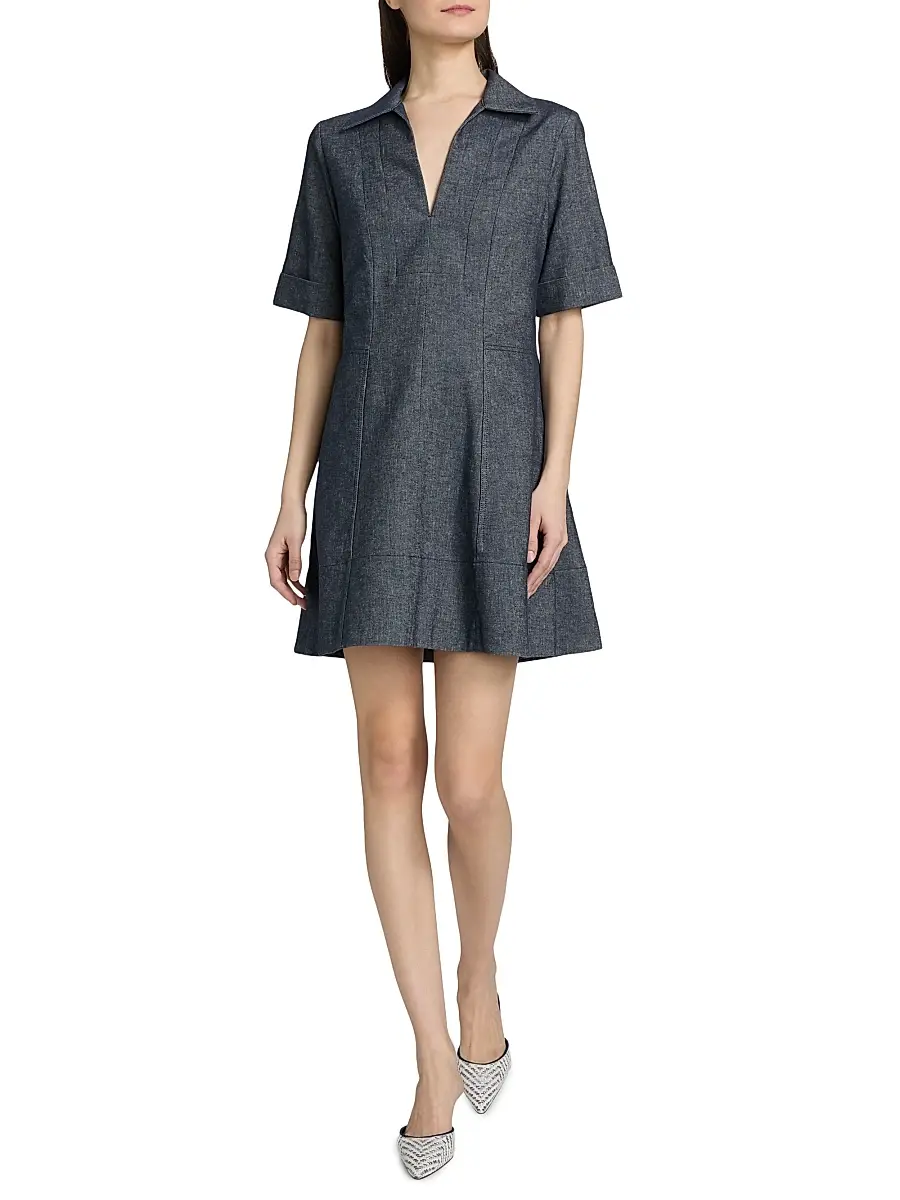 Vince Women's Chambray Cotton-Linen Minidress | Thumbnail 2 Vince Women's Chambray Cotton-Linen Minidress | Thumbnail 2