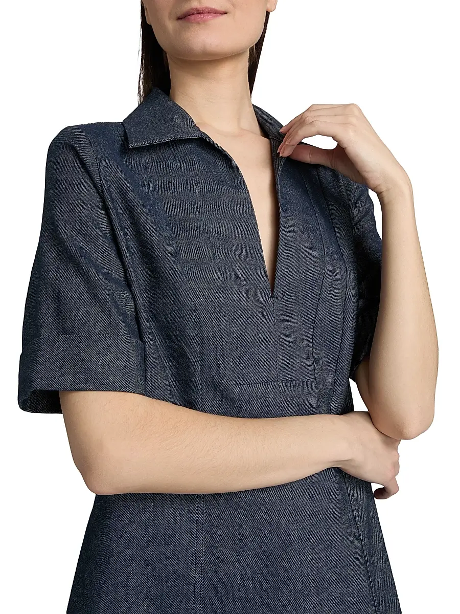 Vince Women's Chambray Cotton-Linen Minidress | Thumbnail 6 Vince Women's Chambray Cotton-Linen Minidress | Thumbnail 6