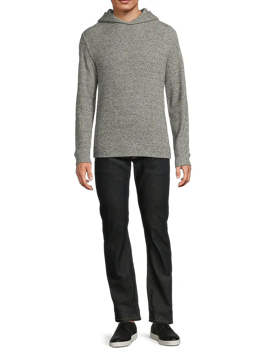 Vince Men's Brushed Waffle-Knit Hoodie | Thumbnail 2 Vince Men's Brushed Waffle-Knit Hoodie | Thumbnail 2
