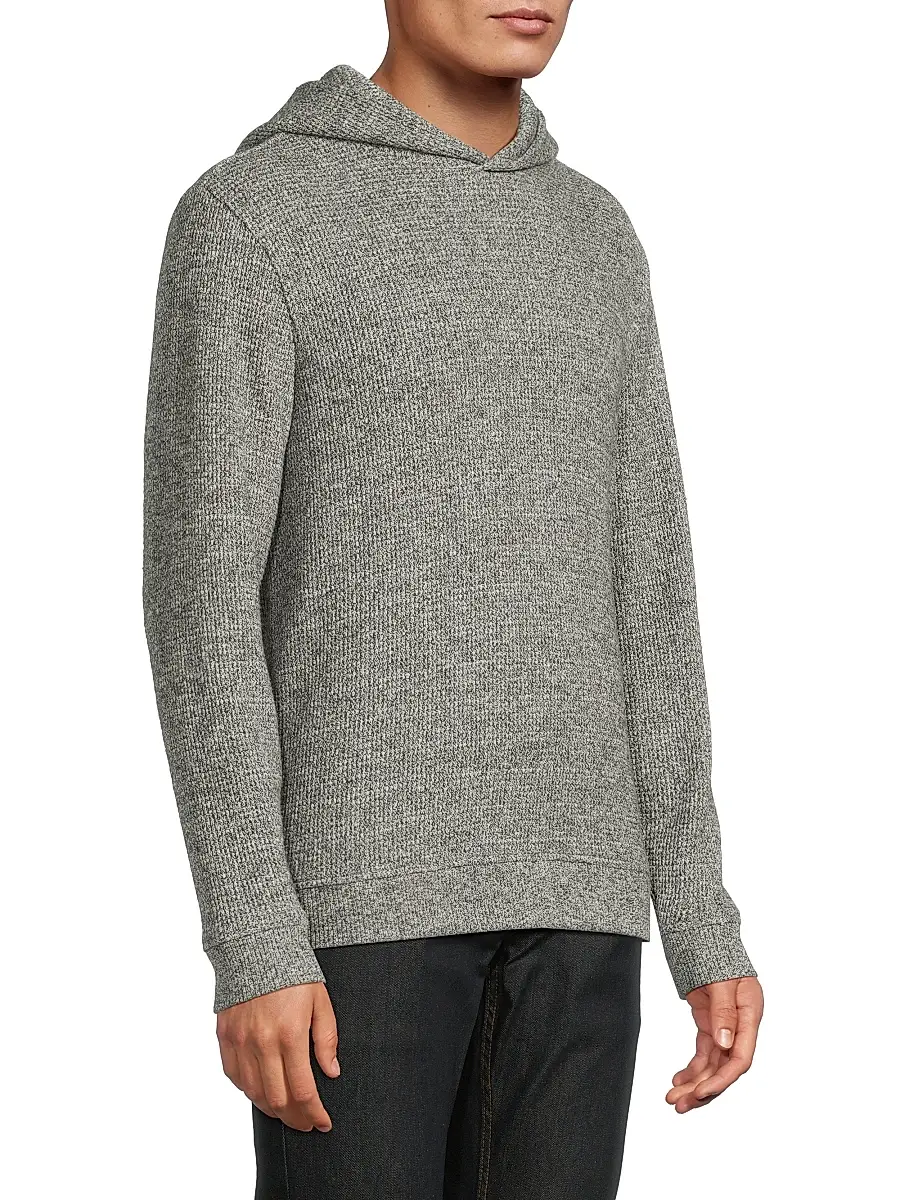 Vince Men's Brushed Waffle-Knit Hoodie | Thumbnail 4 Vince Men's Brushed Waffle-Knit Hoodie | Thumbnail 4