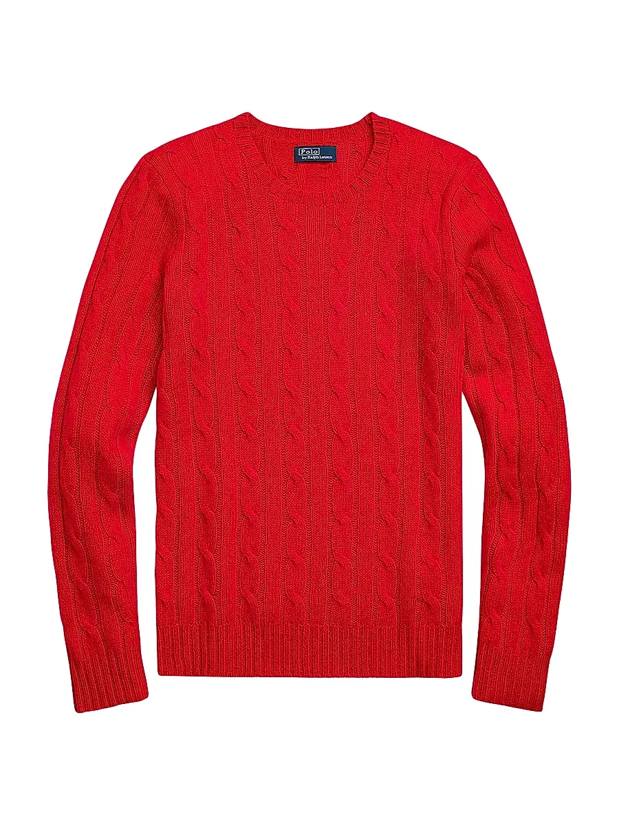 Polo Ralph Lauren Women's Julianna Cable-Knit Cashmere Sweater - Red | Image 1 Polo Ralph Lauren Women's Julianna Cable-Knit Cashmere Sweater - Red | Image 1