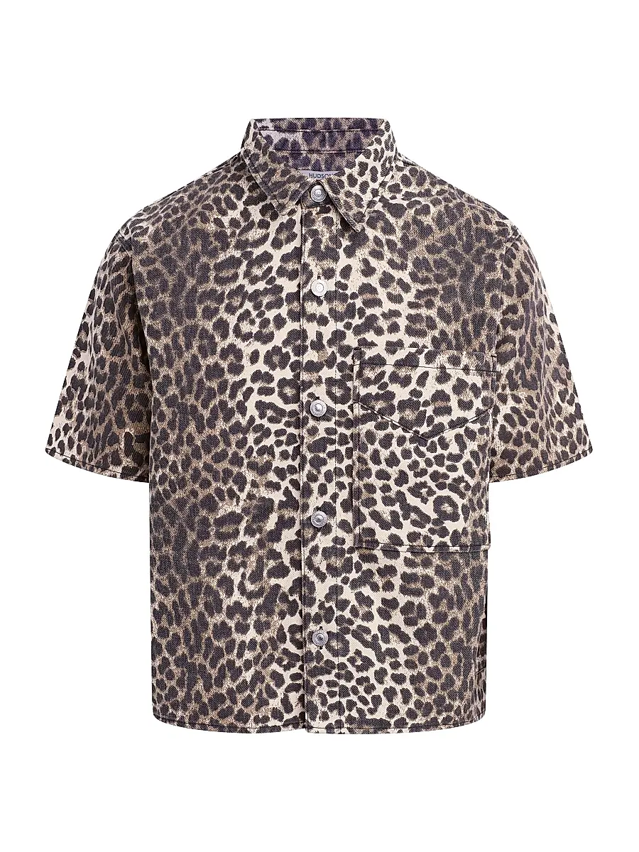Hudson Jeans Men's Rex Cheetah-Print Denim Shirt - Cheetah - Size XXL | Image 1 Hudson Jeans Men's Rex Cheetah-Print Denim Shirt - Cheetah - Size XXL | Image 1